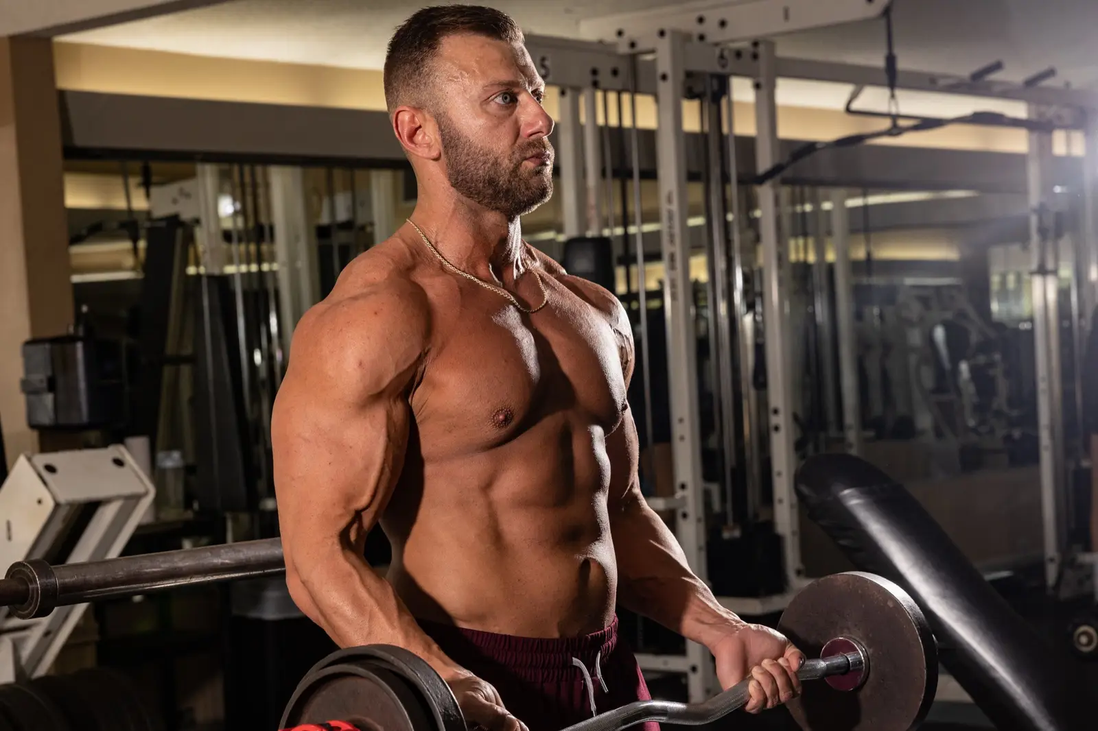 Chance Waters doing barbell curls