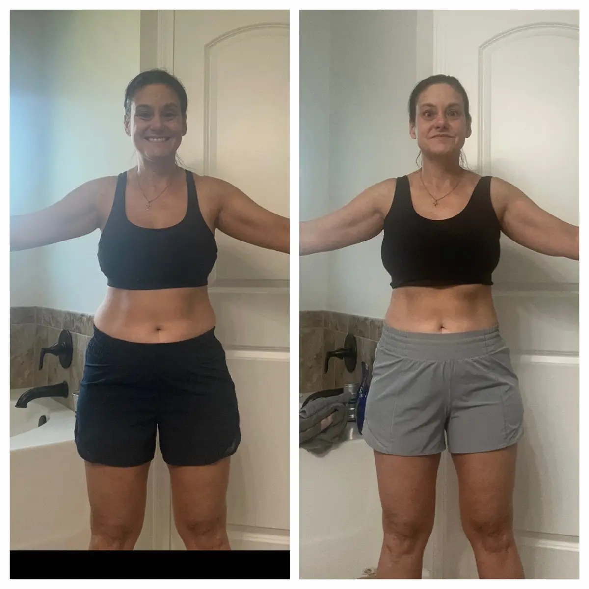 Tina before and after her first month